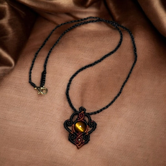 Macrame Necklace with Tiger's Eye Stone