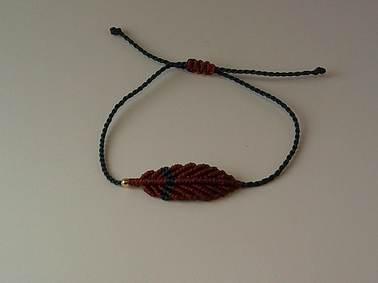 Rust & Teal Macrame Leaf Bracelet