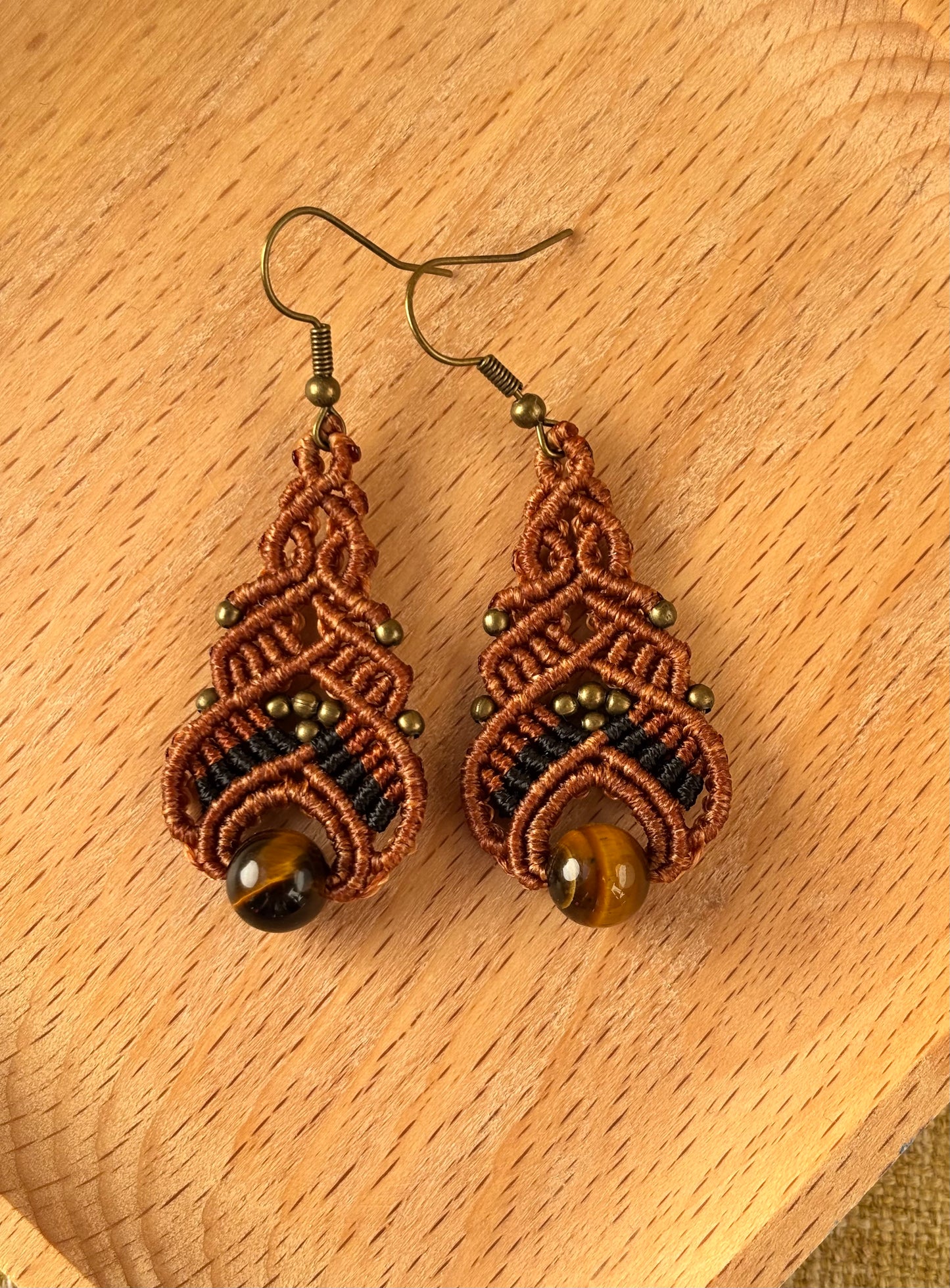 Boho Chic Tigers Eye Earrings