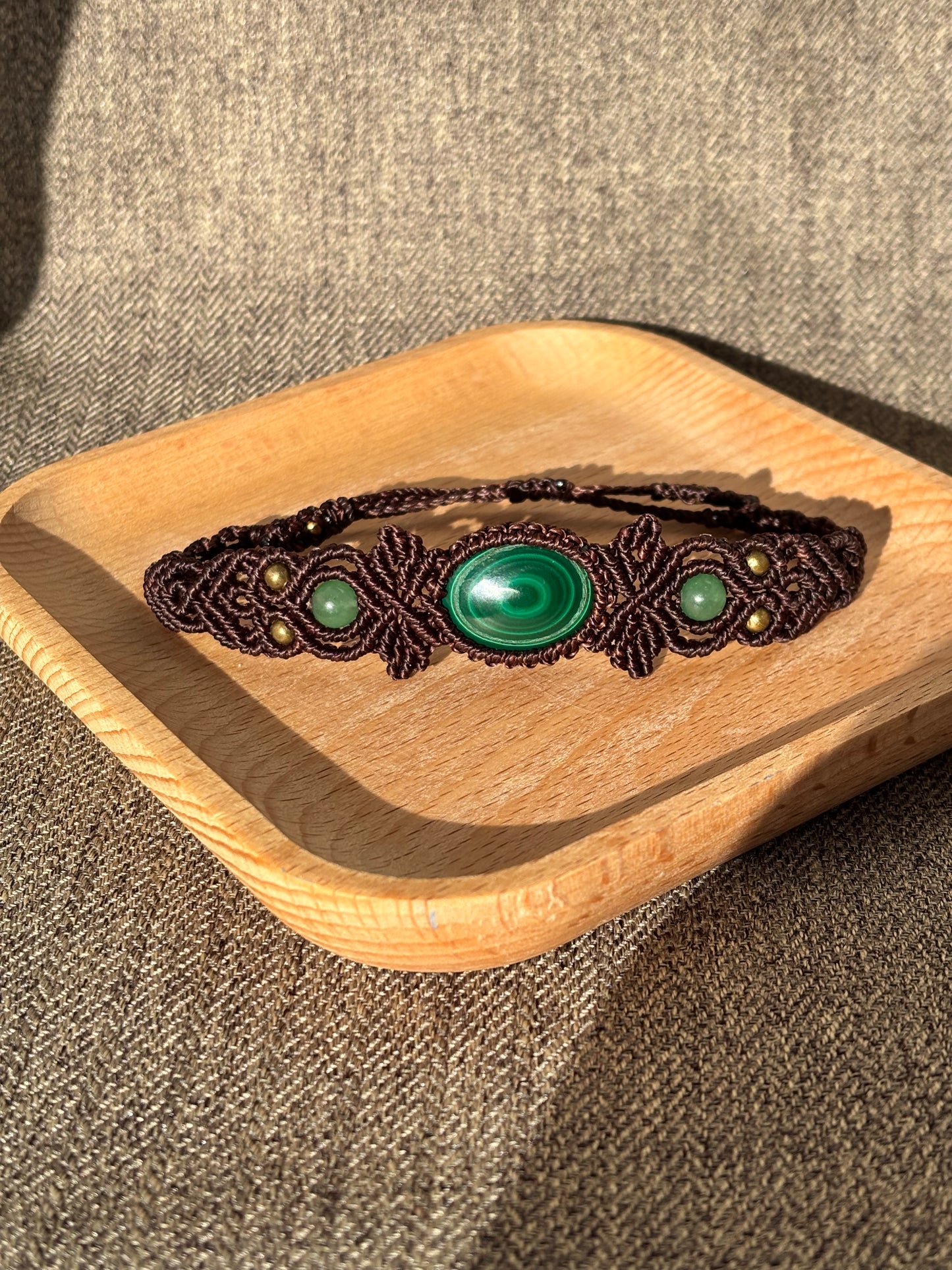 Malachite & Green Aventurine Macramé Bracelet