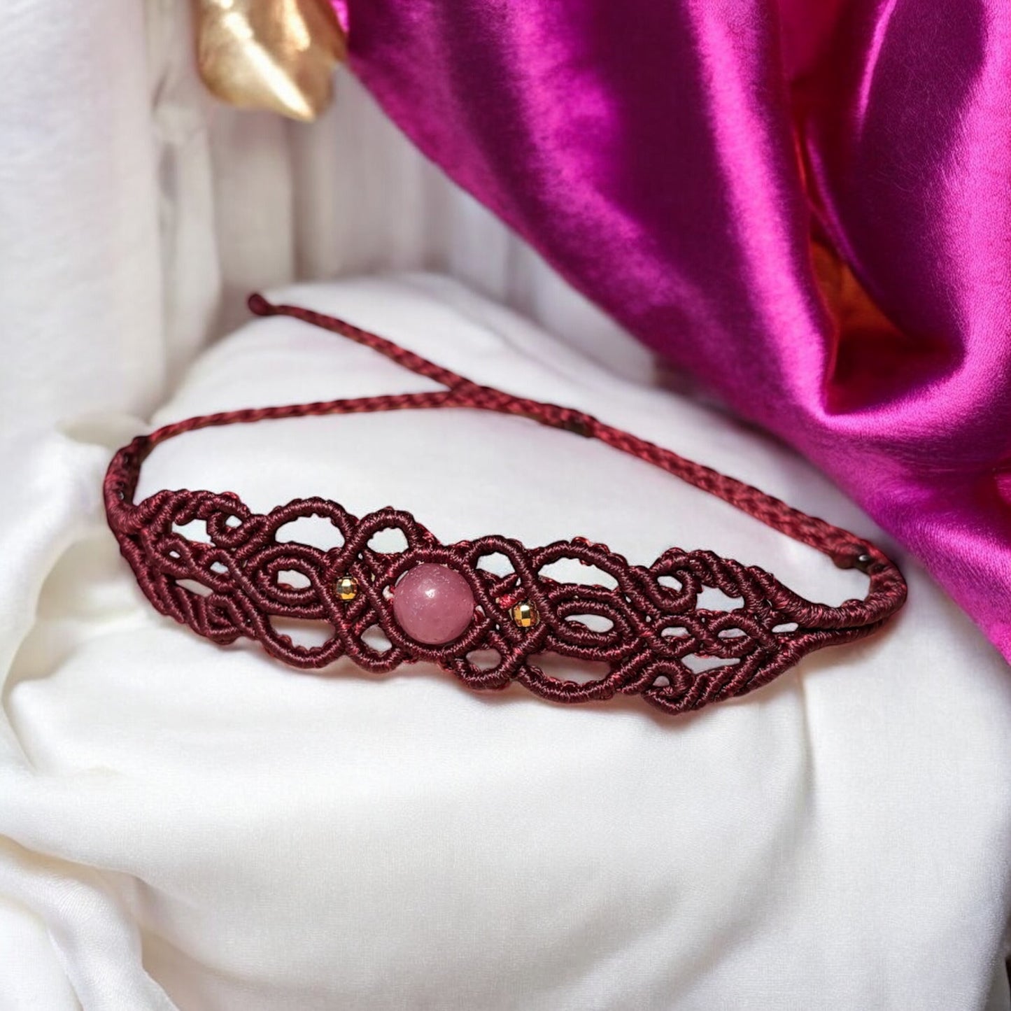 Garnet Red Bracelet with Rose Quartz Gemstone