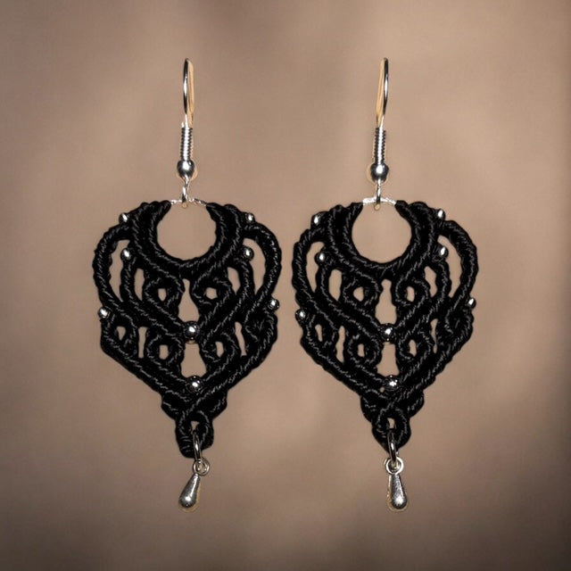 Black Macrame Statement Earrings