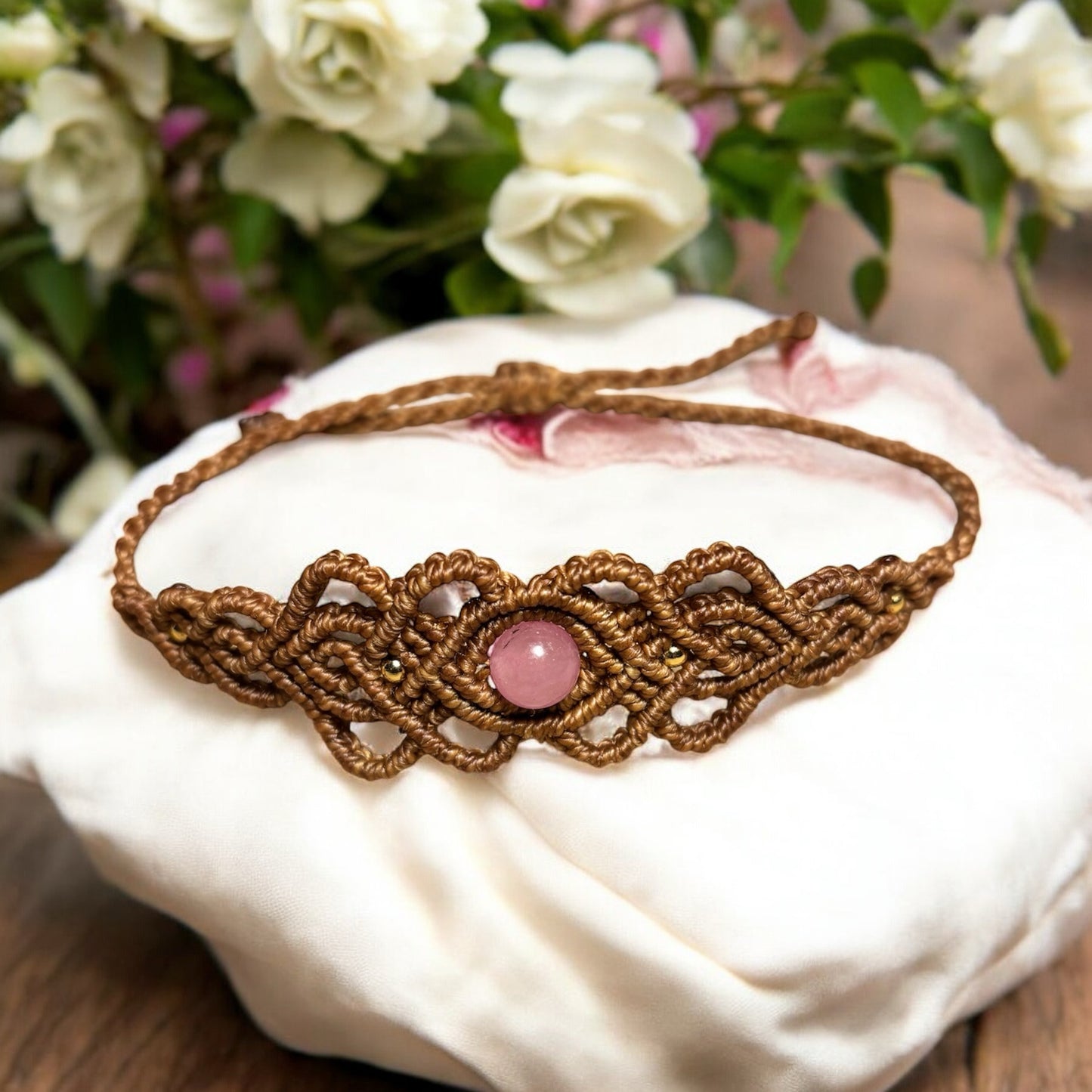 Macrame Bracelet – Rose Quartz Bead