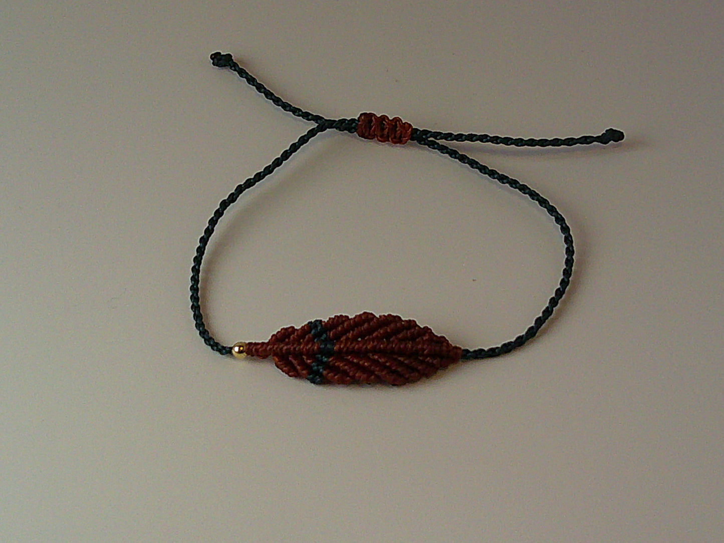 Rust & Teal Macrame Leaf Bracelet