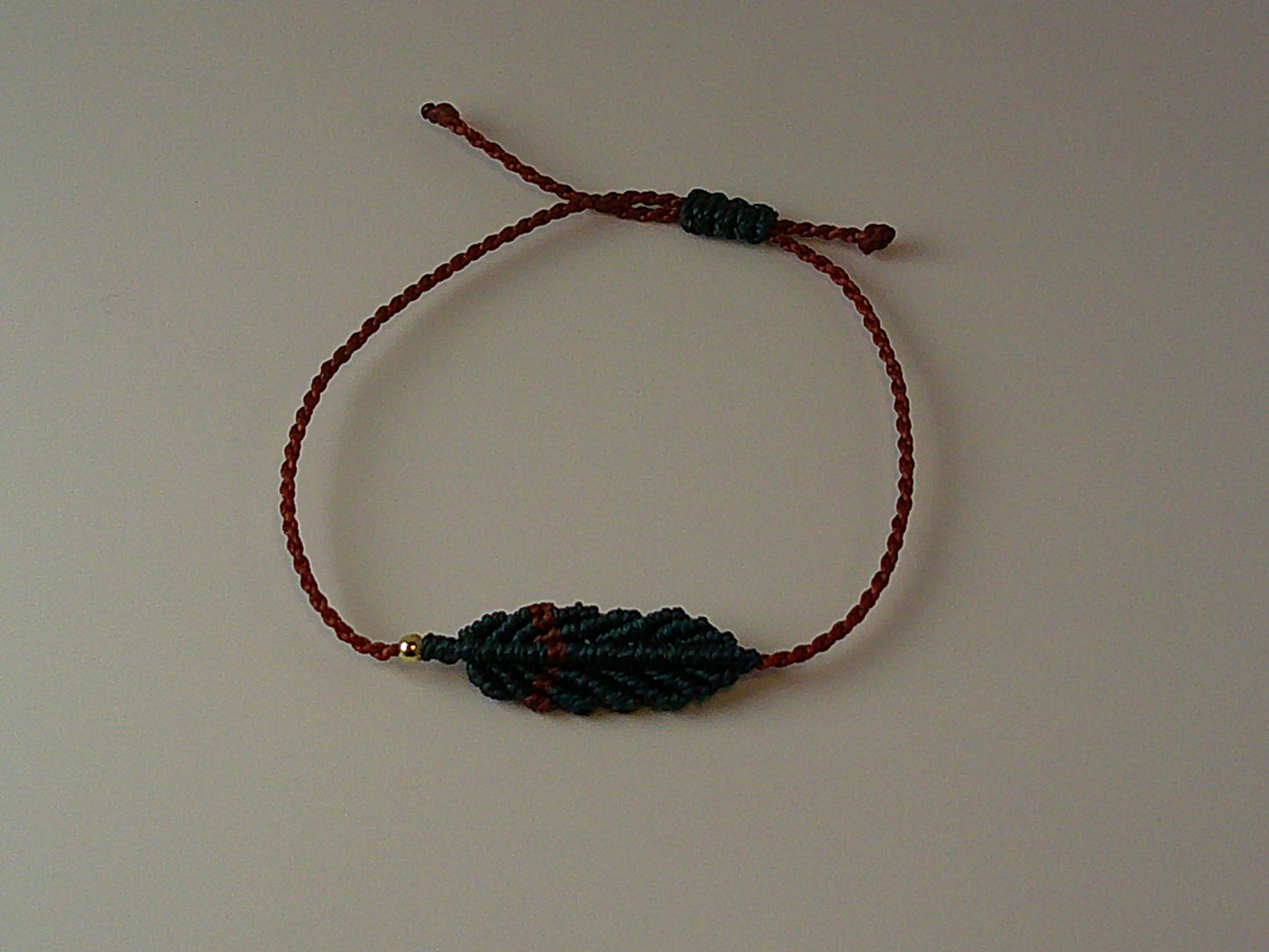 Rust & Peacock Macrame Leaf Bracelet