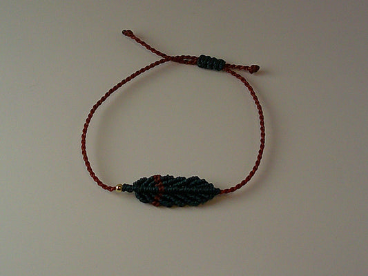 Rust & Peacock Macrame Leaf Bracelet