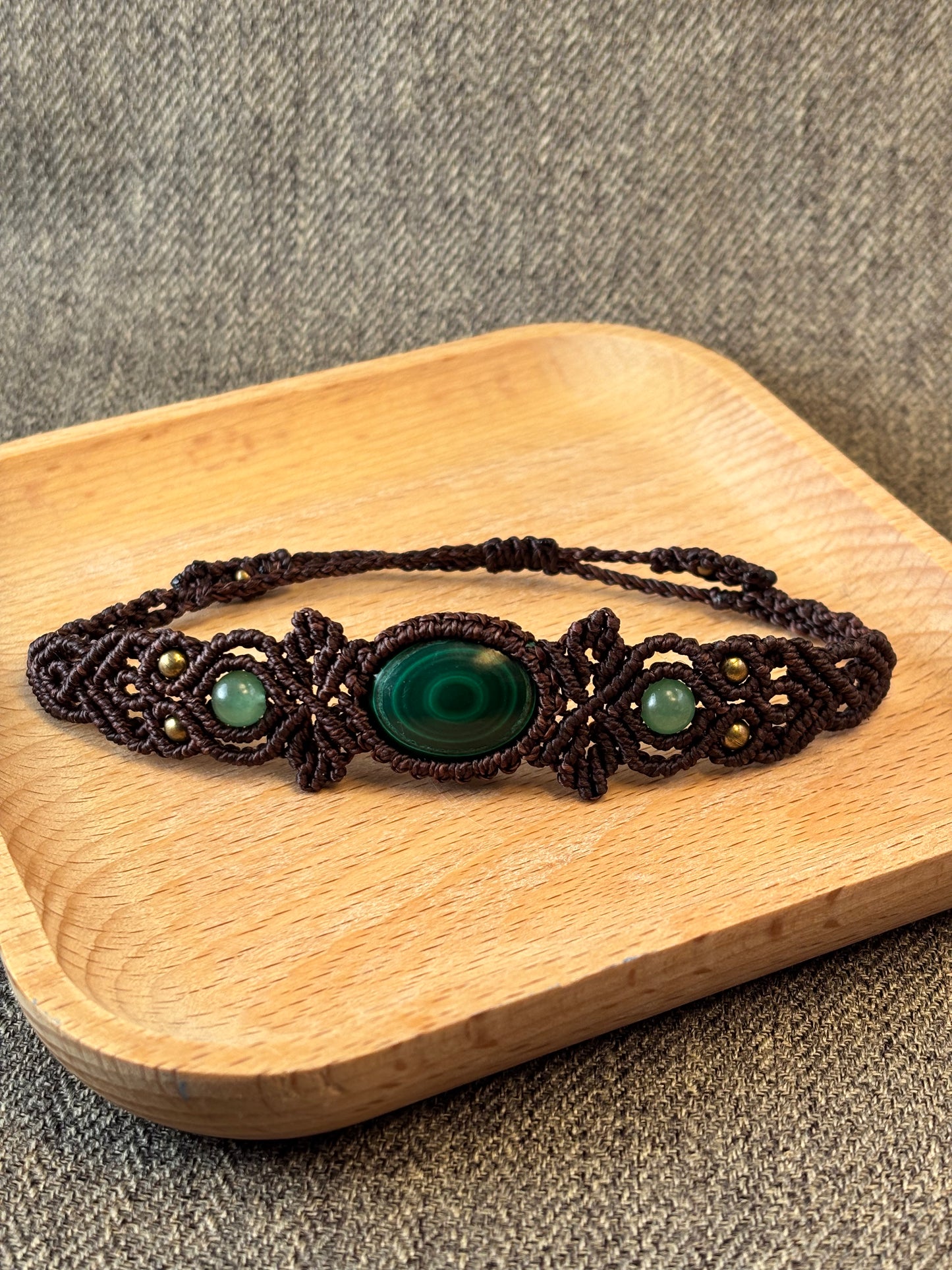 Malachite & Green Aventurine Macramé Bracelet