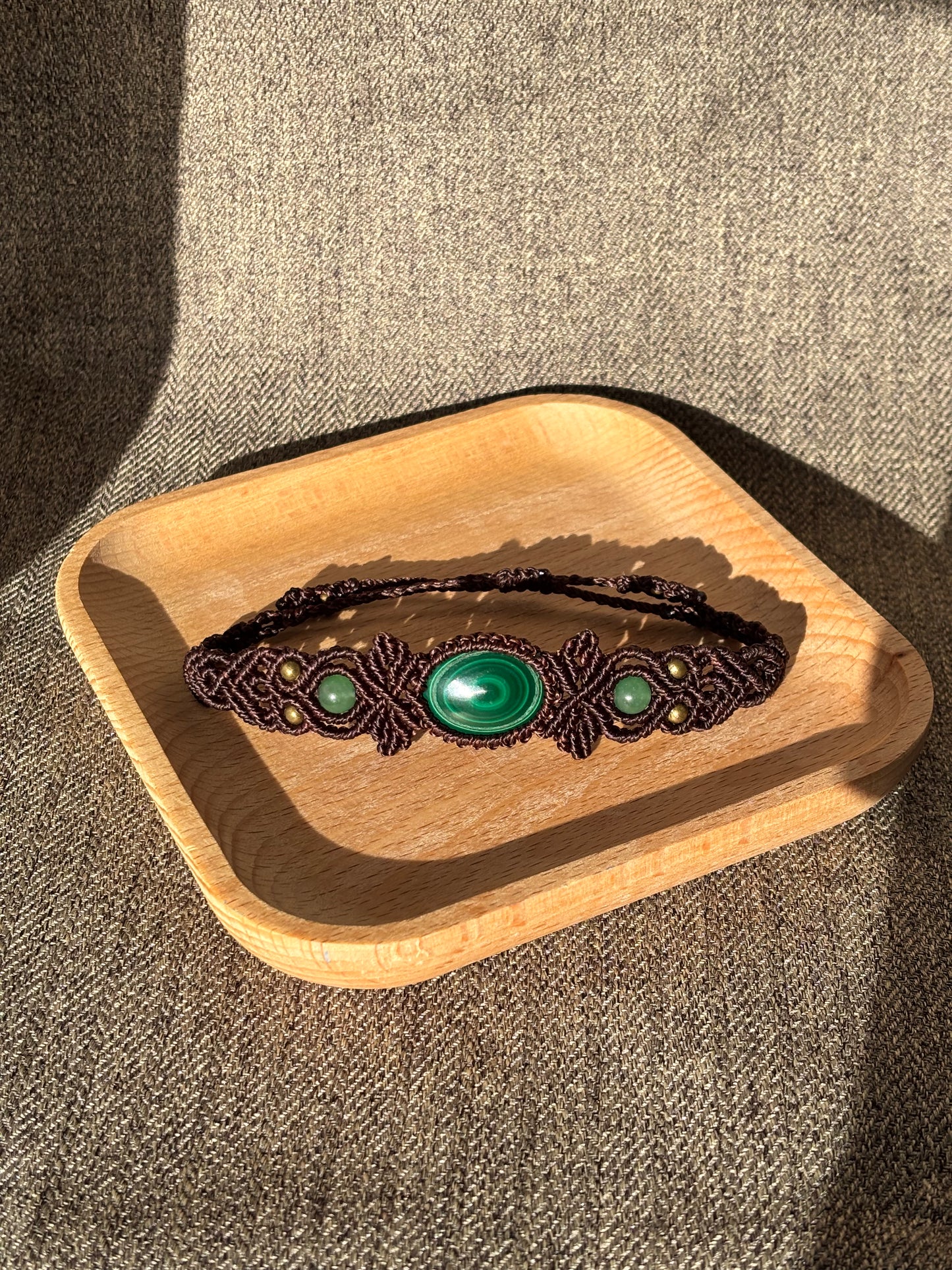 Malachite & Green Aventurine Macramé Bracelet