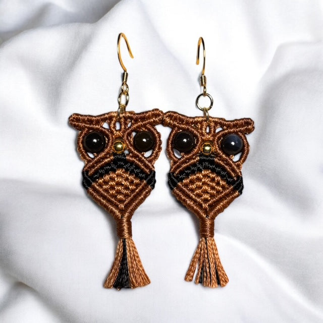 Macrame Owl Earrings